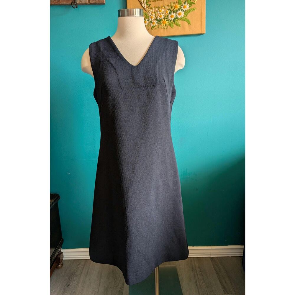 Vintage 1960s A Line Dress 60s mod dk polyester retro large volup vintage